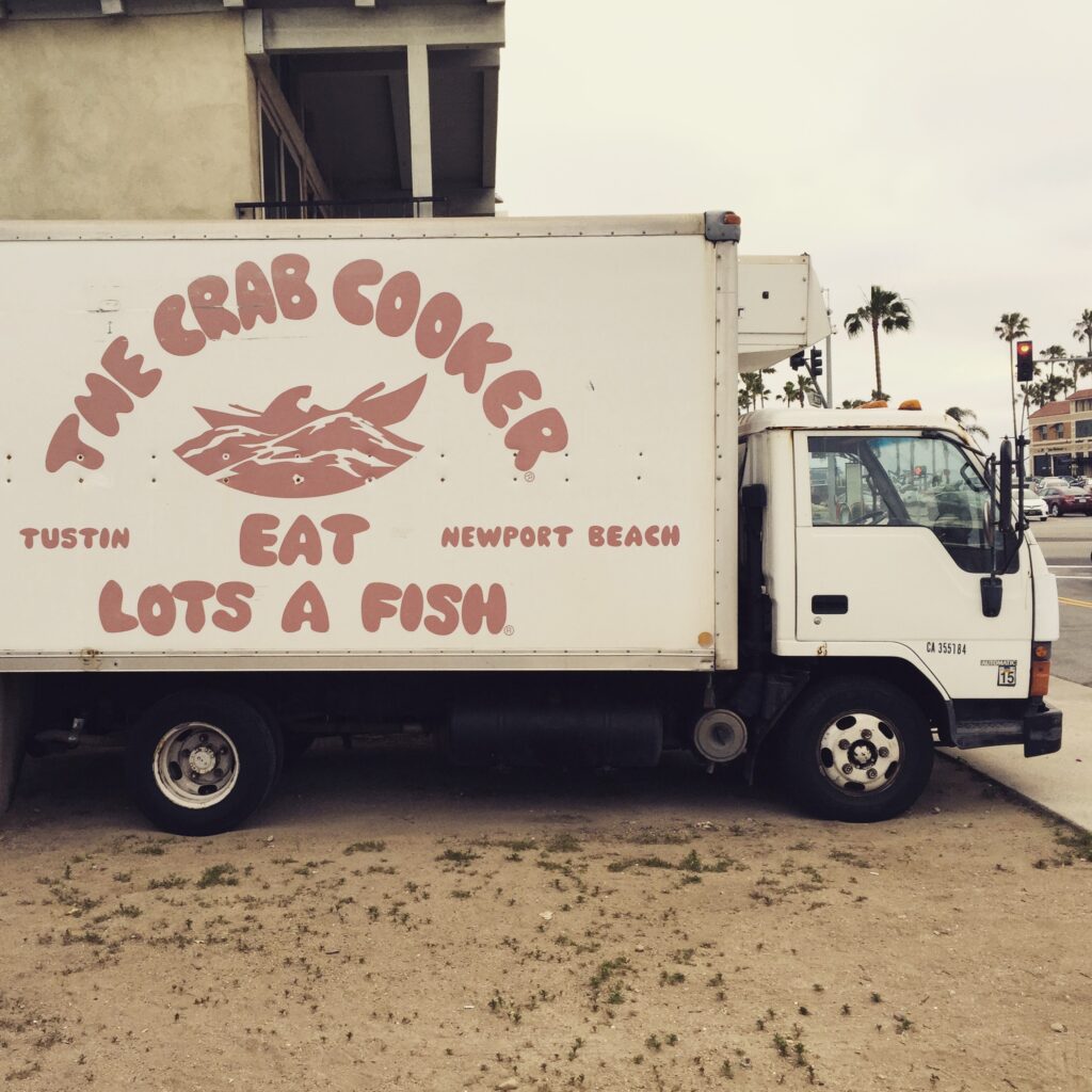 Side of a truck for the Crab Cooker in Orange County.