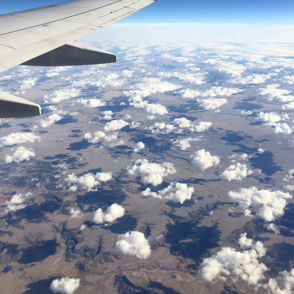 Clouds and ground from a plane's perspective looking like camo.