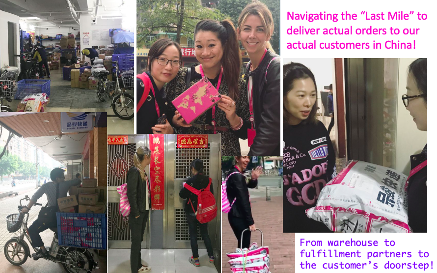 Delivering packages in the "last mile" to our customers in Guangzhou, China during a work training trip.